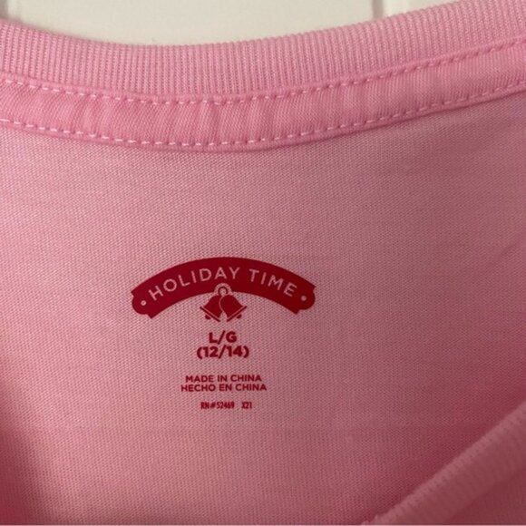 Holiday Time women’s pink shirt sleeve “Merry & Bright” top - Picture 4 of 6
